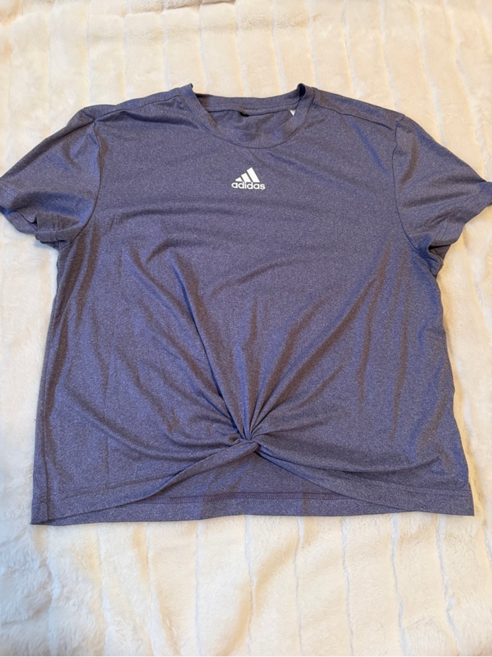 ADIDAS Purple Knot-Front Performance Tee